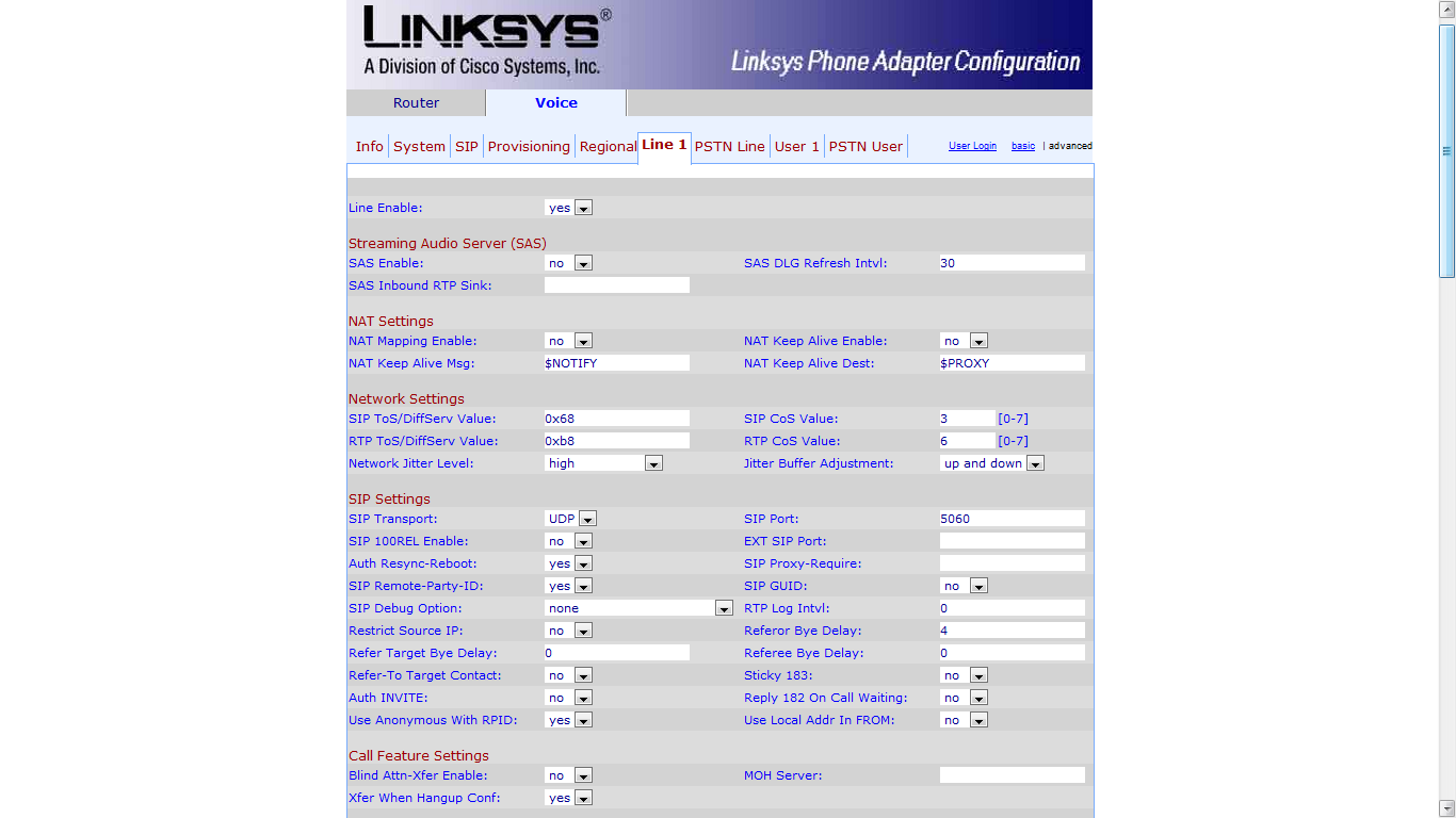 Настройка Linksys spa-3102